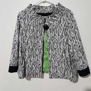 Anthrocite Blazer Size 10 White And Black Lined Green One Front Button